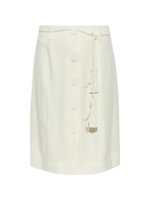 Elspeth button-front tassel-belt wool midi skirt by POSSE