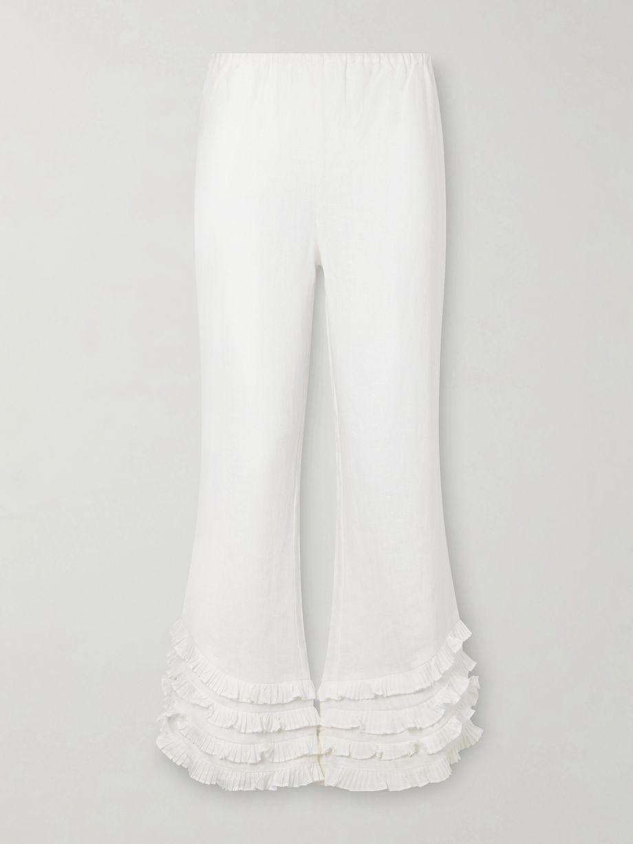 Florence ruffled linen straight-leg pants by POSSE