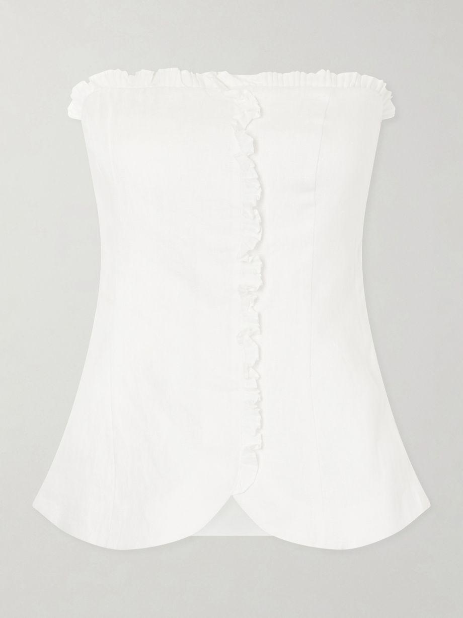 Florence strapless ruffled linen top by POSSE