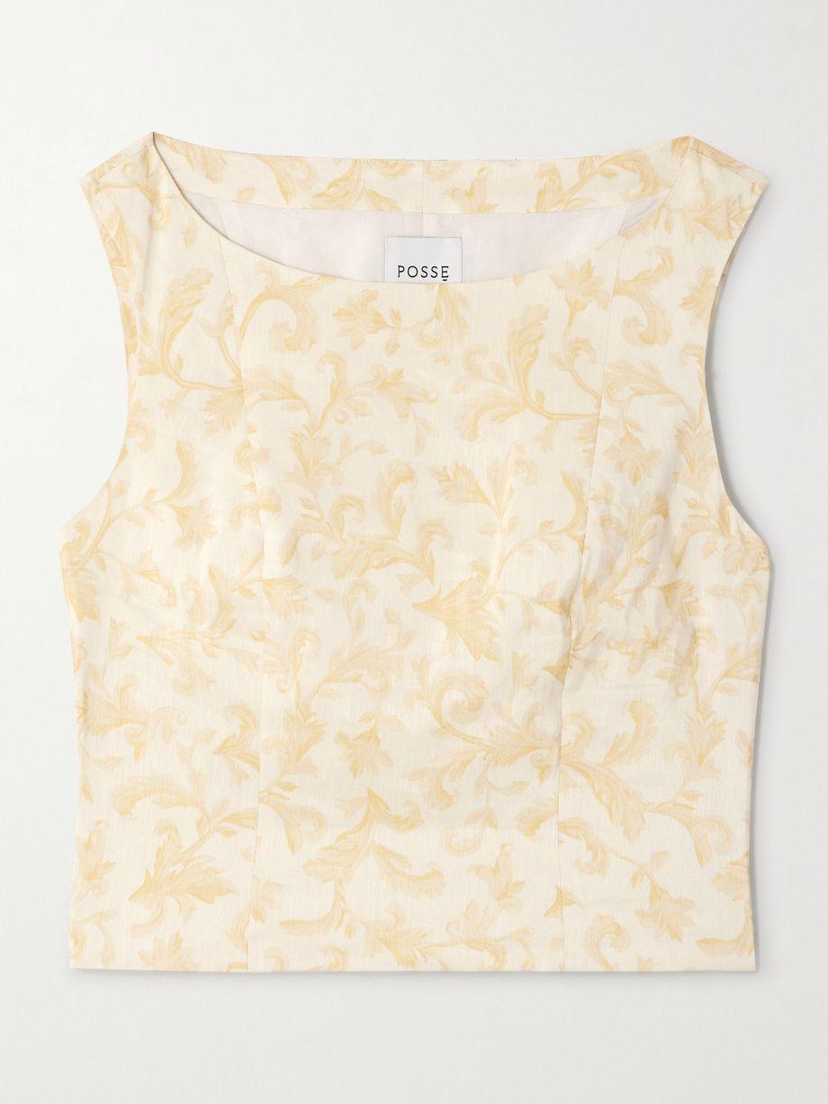 Isla floral-print linen and silk-blend top by POSSE