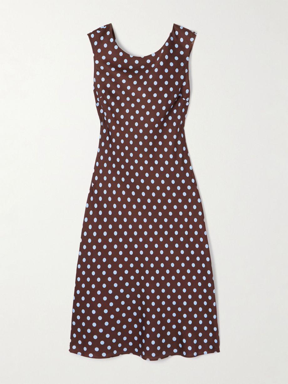 Leo polka-dot TENCEL™-blend satin midi dress by POSSE