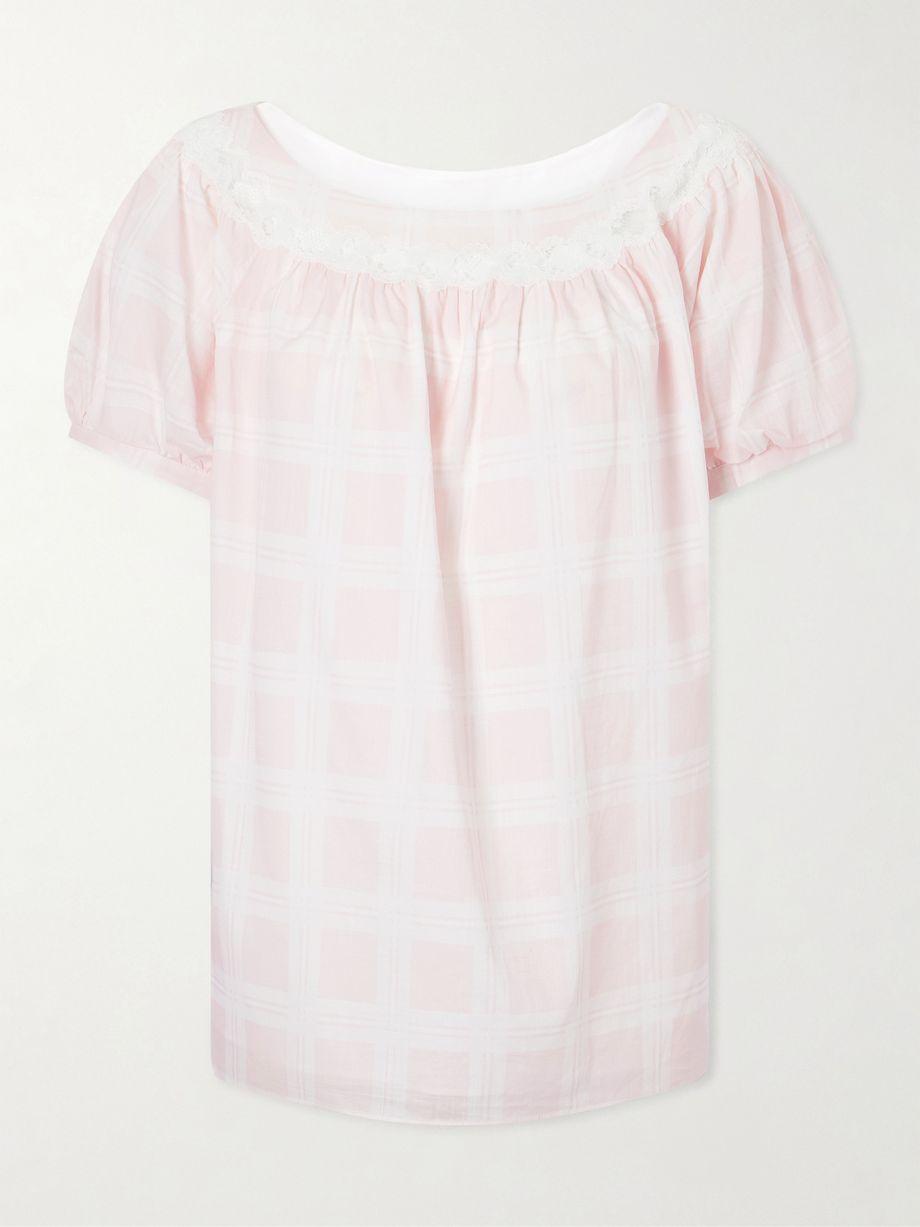 Marilyn lace-trimmed checked cotton blouse by POSSE