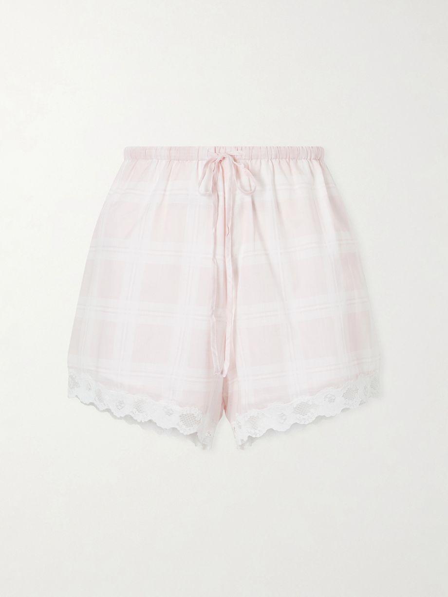 Marilyn lace-trimmed checked cotton shorts by POSSE
