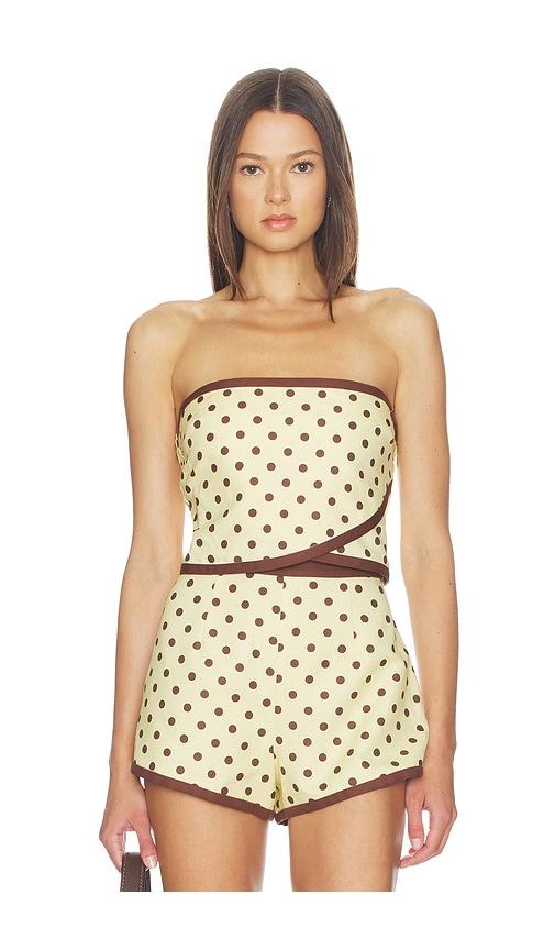 Posse Bowie Strapless Top in Yellow,Brown by POSSE