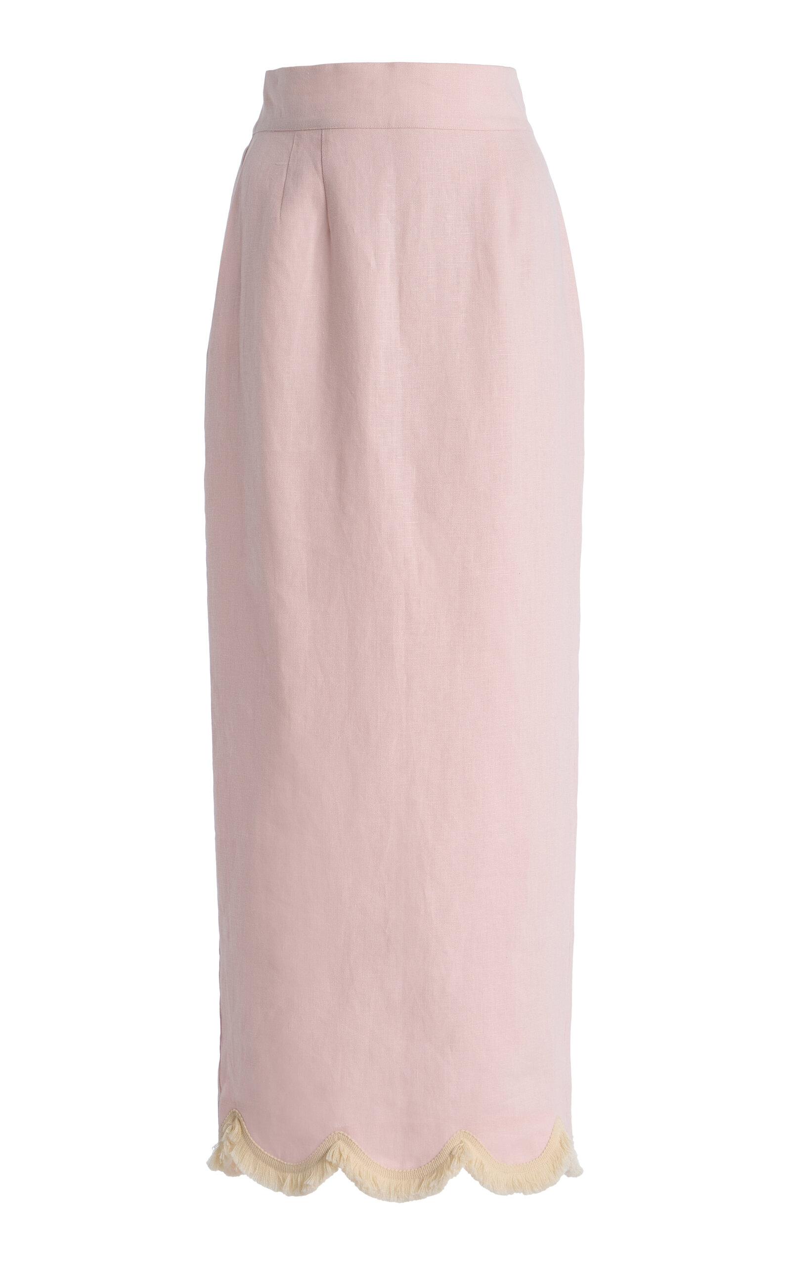 Posse Exclusive Essie Fringed Linenaxi Column Skirt -oda Operandi by POSSE