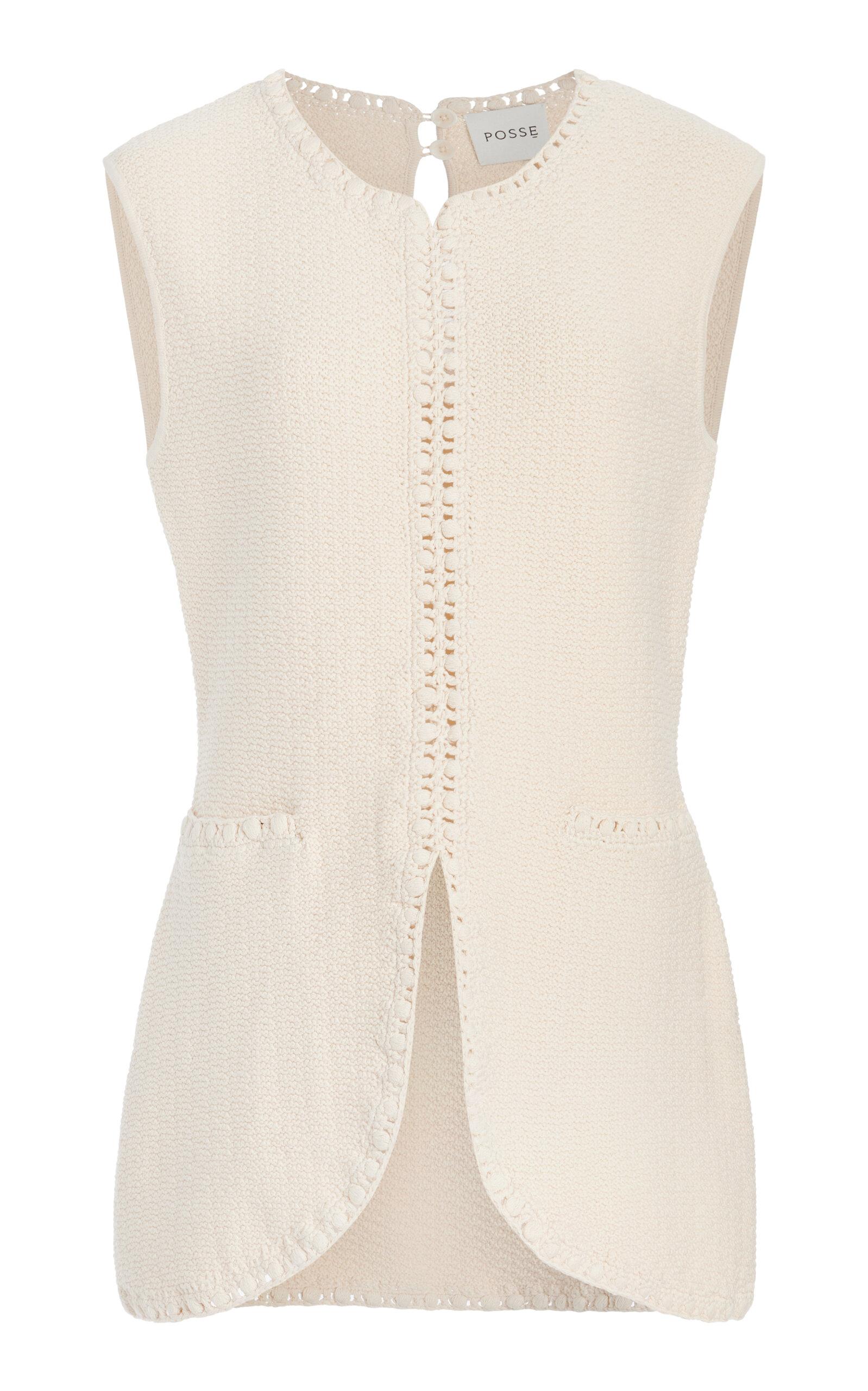 Posse - Exclusive Harlan Knit Vest - Ivory - - Moda Operandi by POSSE