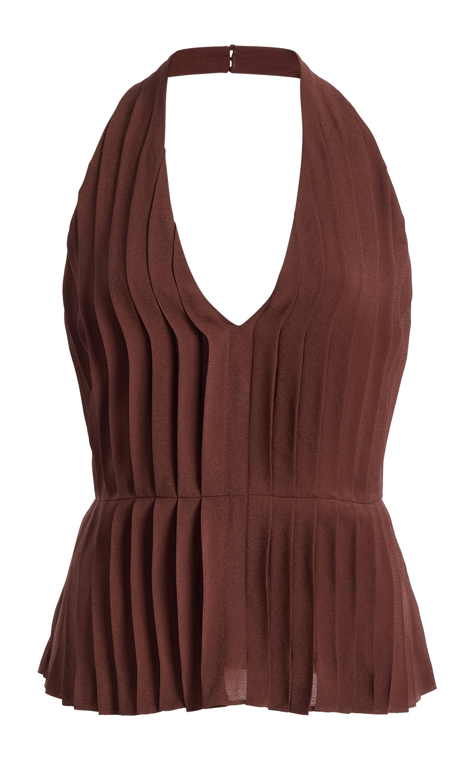 Posse Exclusive La Isla Jane Pleated Crepe Halter Top - Moda Operandi by POSSE