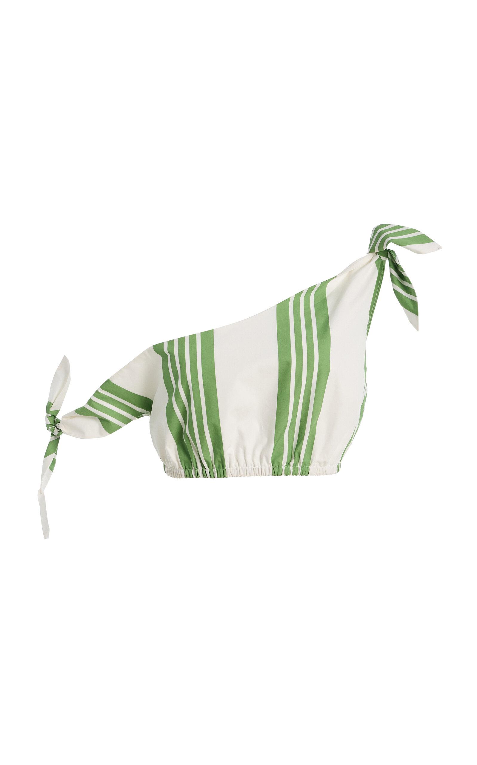 Posse Exclusive La Isla Rosie Off-The-Shoulder Striped Cotton Crop Top - Moda Operandi by POSSE