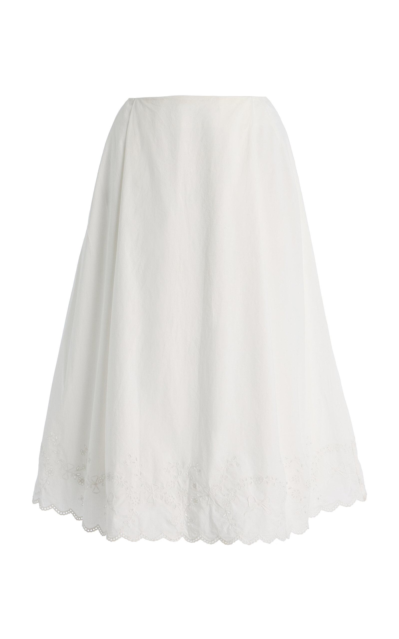Posse Exclusiveois Broderie Anglaise Cotton Midi Skirt - Moda Operandi by POSSE
