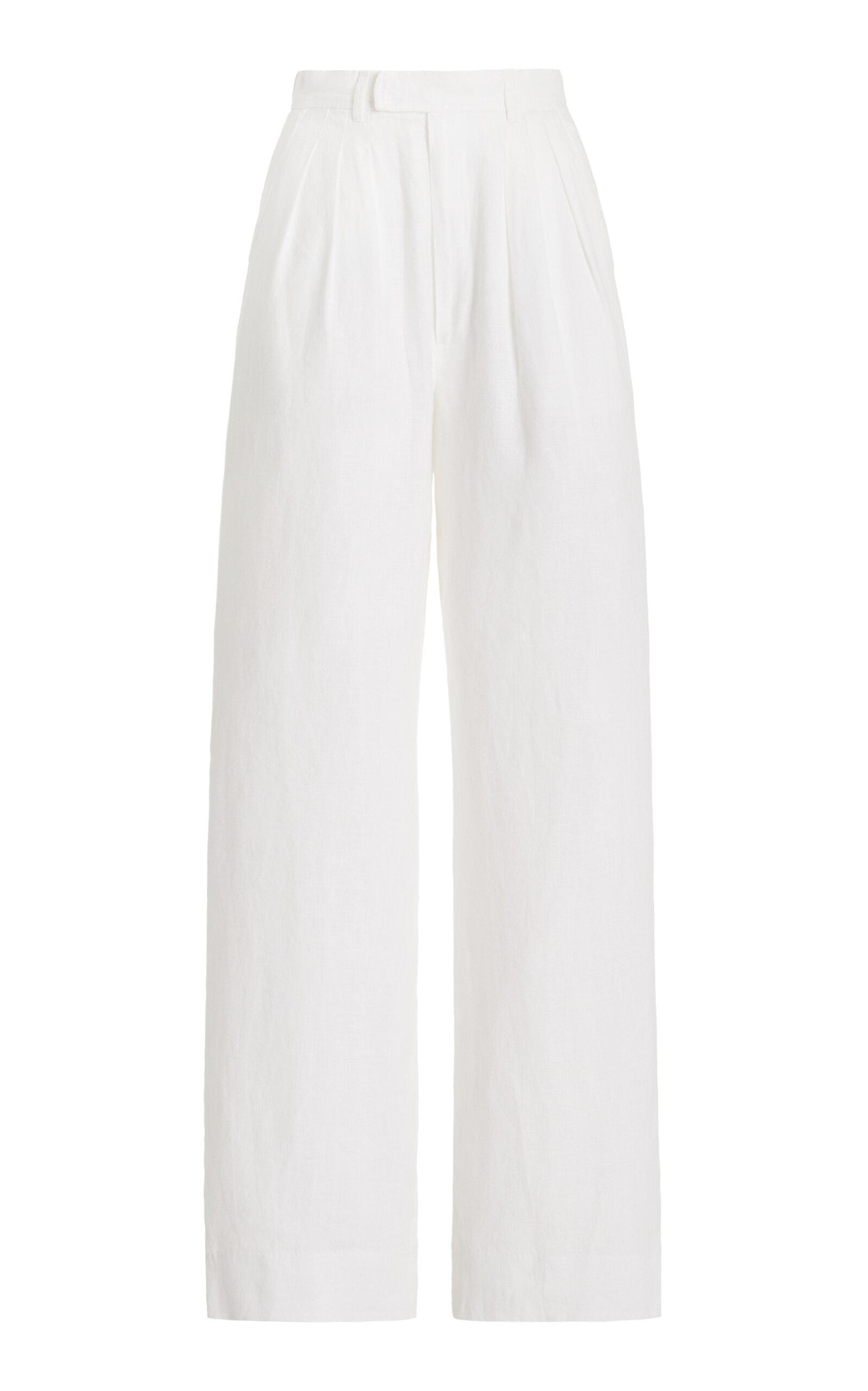 Posse Louis Pleated Linen Straight-Leg Pants - Moda Operandi by POSSE
