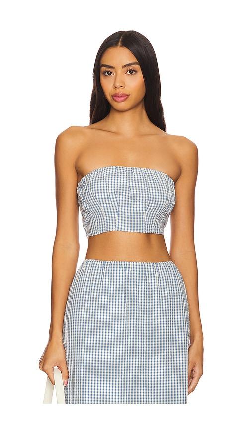 Posse Mira Strapless Crop Top in Baby Blue by POSSE