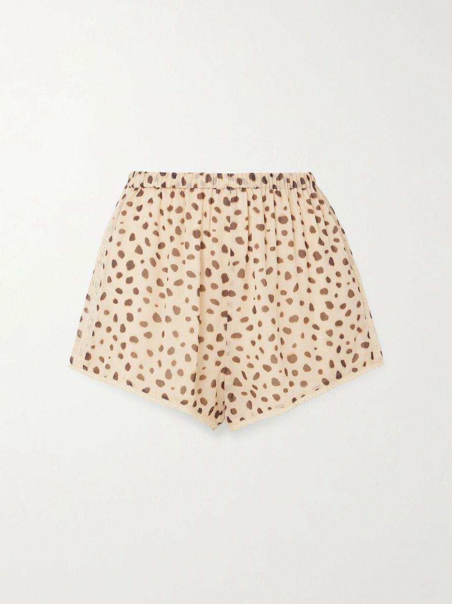 Priscilla lace-trimmed cheetah-print silk-georgette shorts by POSSE