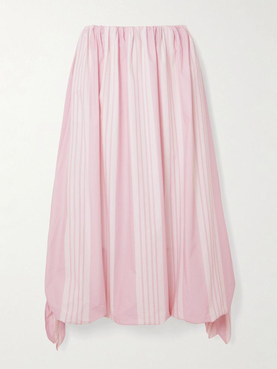 Rose tie-detailed striped cotton midi skirt by POSSE