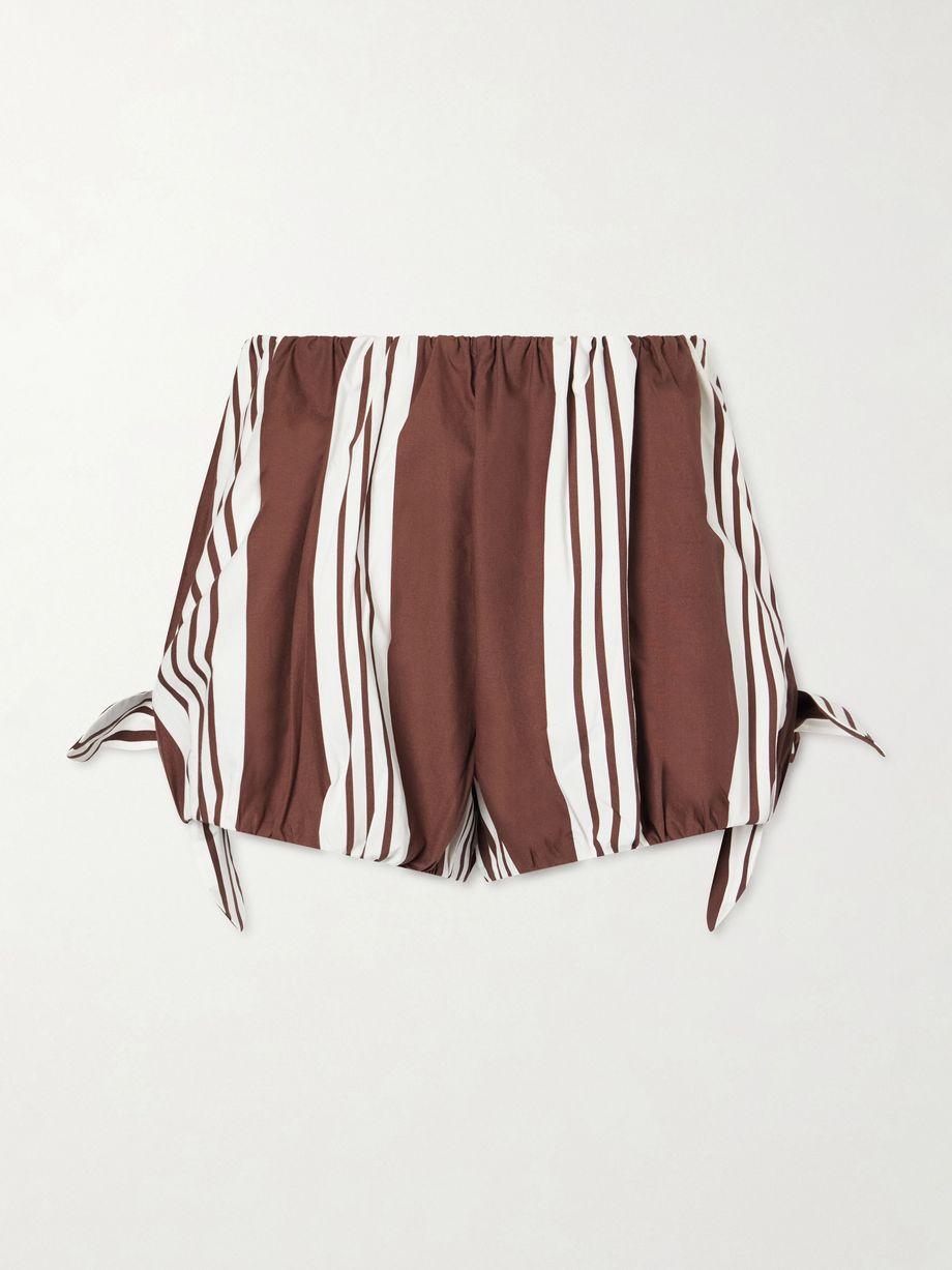 Rosie knotted striped cotton-poplin shorts by POSSE