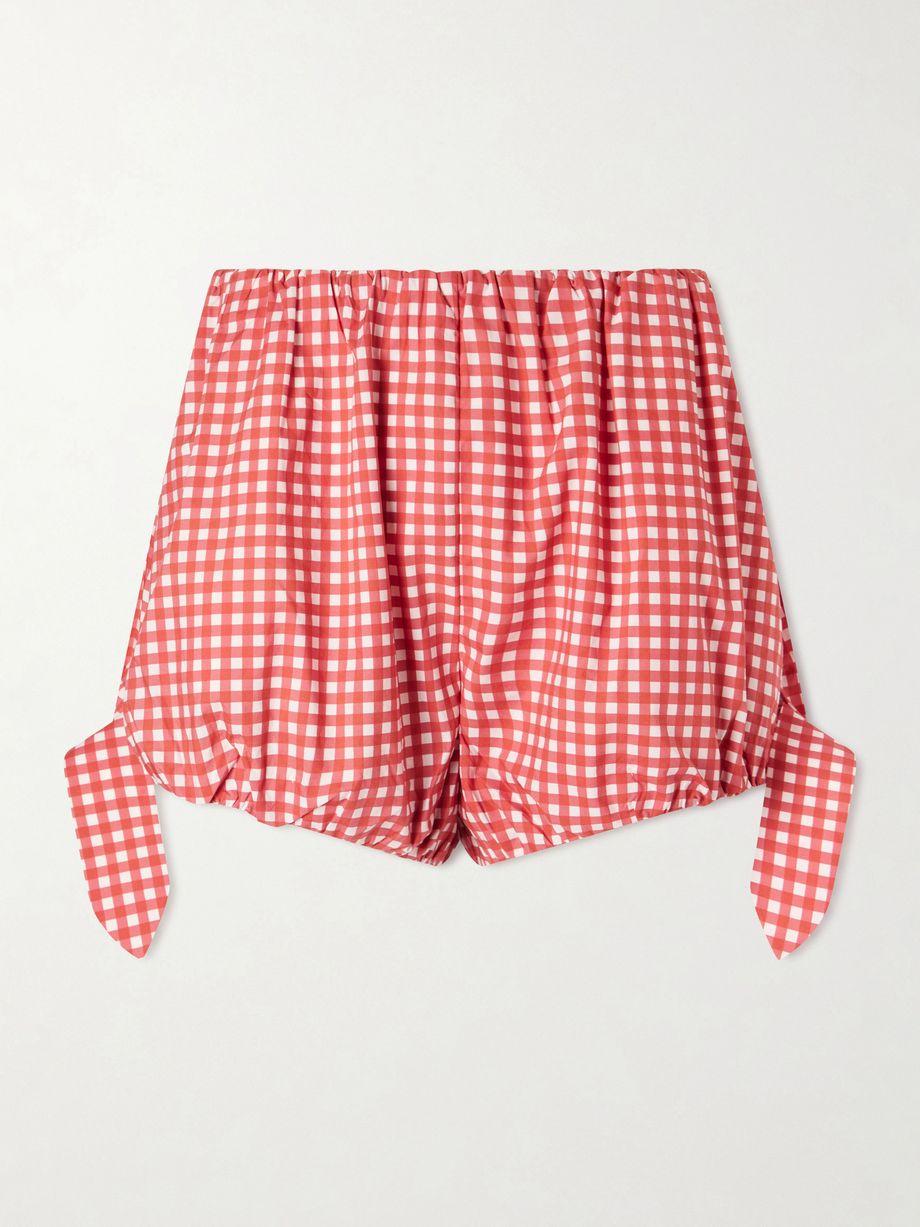 Rosie tie-detailed checked cotton-poplin shorts by POSSE