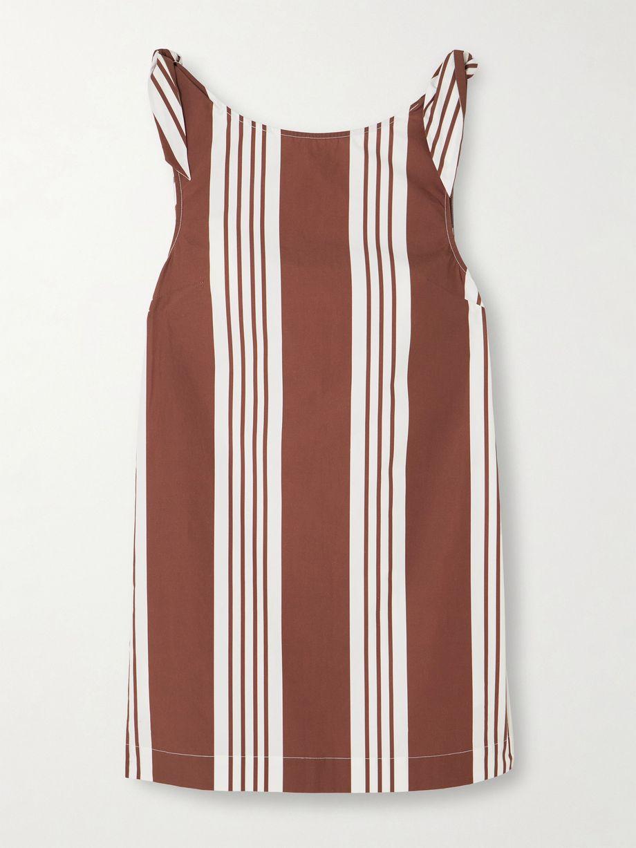 Rosie tie-detailed striped cotton mini dress by POSSE