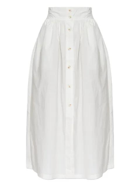 button-front gathered maxi skirt by POSSE