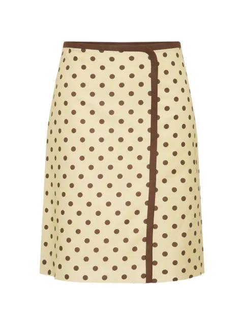 polka-dot trimmed midi skirt by POSSE