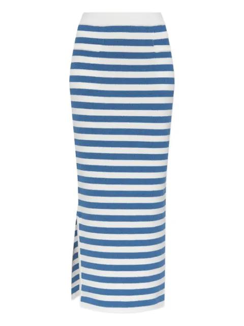 stripe side-split midi fitted skirt by POSSE