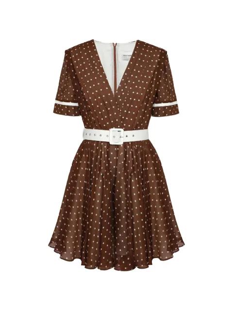 V-neck belt-detail mini dress by POST MERIDIEM