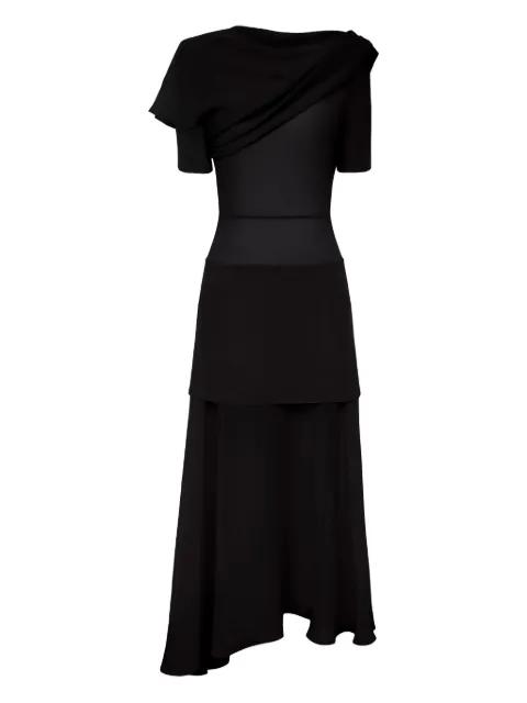 asymmetrical draped midi dress by POST MERIDIEM