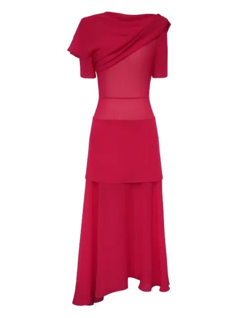 asymmetrical draped midi dress by POST MERIDIEM