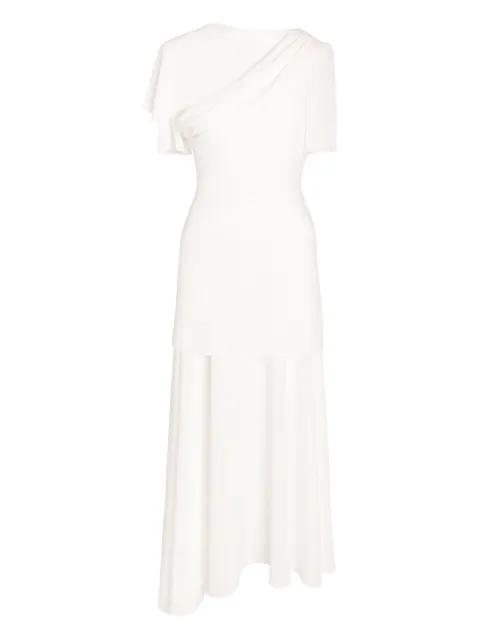 asymmetrical draped midi dress by POST MERIDIEM