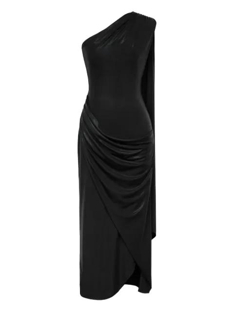 draped one-shoulder midi dress by POST MERIDIEM