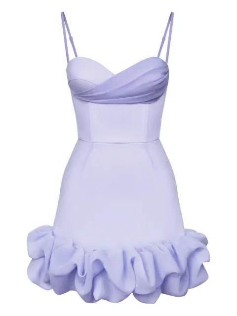 draped ruffle bustier mini dress by POST MERIDIEM