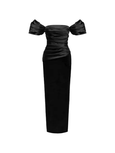 draped-sleeves maxi dress by POST MERIDIEM