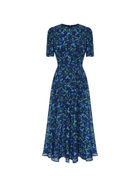 floral-print short-sleeve midi dress by POST MERIDIEM