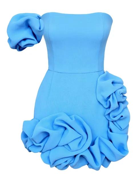flounced one-shoulder bustier mini dress by POST MERIDIEM