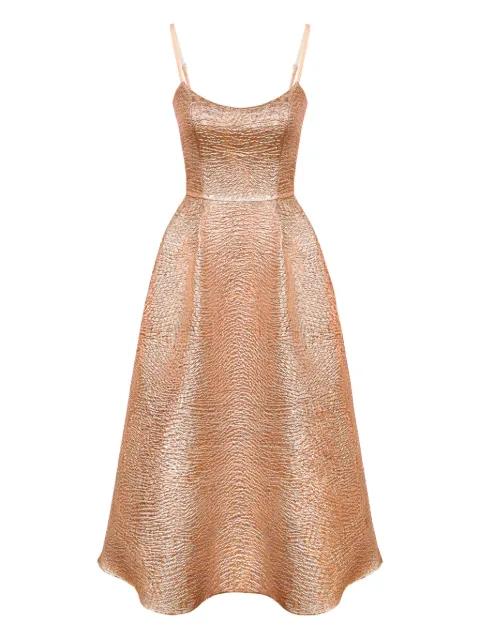 jacquard corset-bustier midi dress by POST MERIDIEM