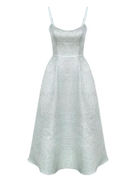 jacquard fitted corset midi dress by POST MERIDIEM