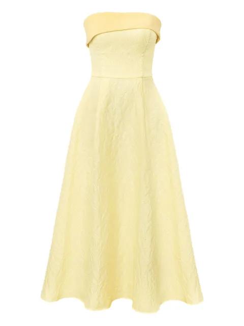 jacquard satin-panel midi dress by POST MERIDIEM