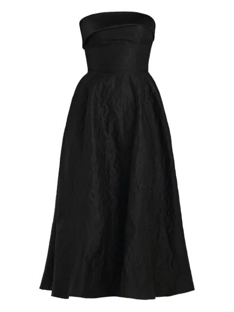 jacquard satin-panel midi dress by POST MERIDIEM