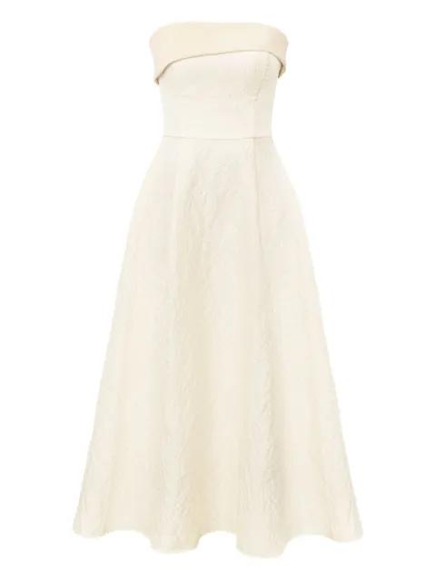 jacquard satin-turnup midi dress by POST MERIDIEM