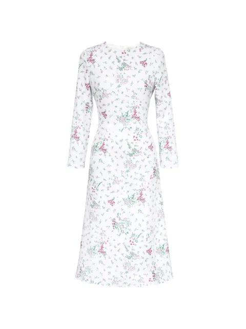 long-sleeve floral-print midi dress by POST MERIDIEM