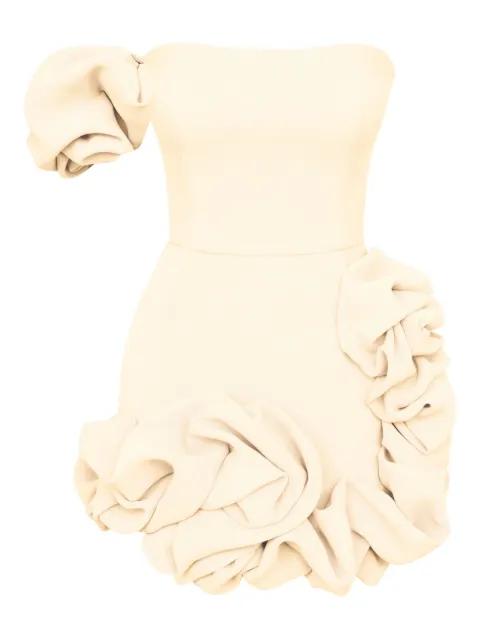 one-shoulder ruffled mini dress by POST MERIDIEM