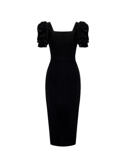puff-sleeve midi dress by POST MERIDIEM