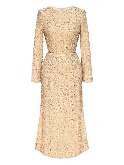 sequin-embellished velvet midi dress by POST MERIDIEM