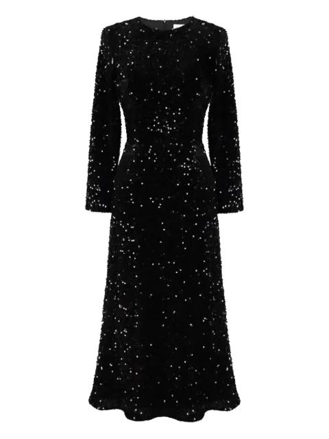 sequin-embellished velvet midi dress by POST MERIDIEM