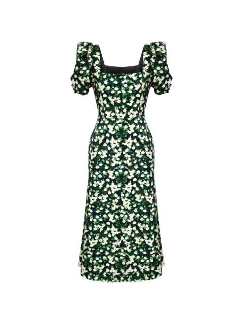 square-neck floral-print midi dress by POST MERIDIEM