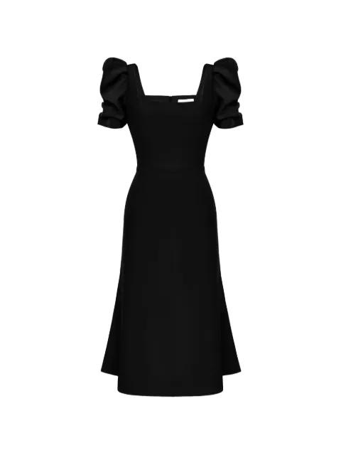 square-neck short-sleeve midi dress by POST MERIDIEM
