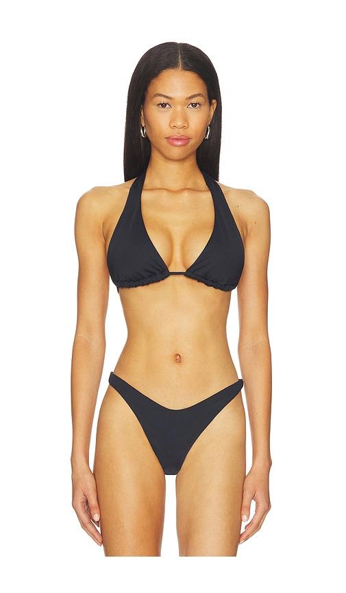POST SWIM Lolo Halter Bikini Top in Black by POST SWIM