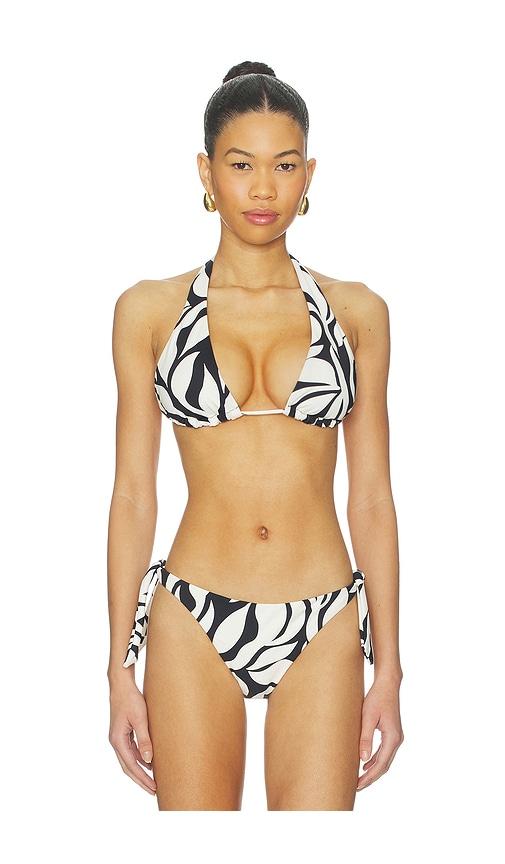 POST SWIM Lolo Halter Bikini Top in Black,White by POST SWIM