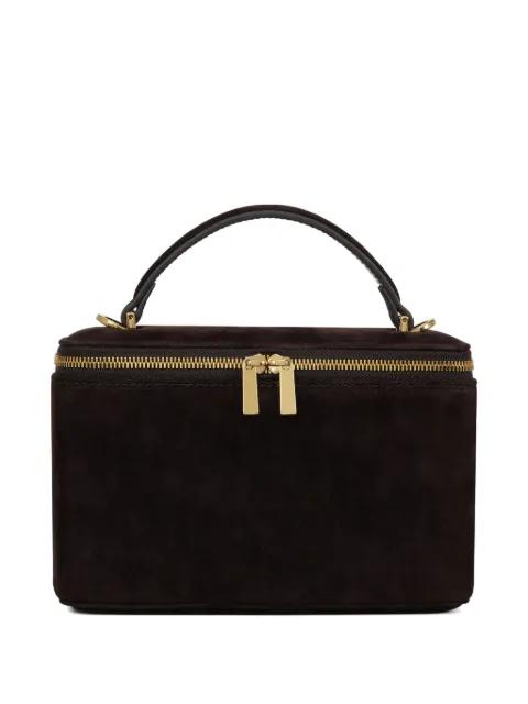 zip handle suede mini bag by POTAMY