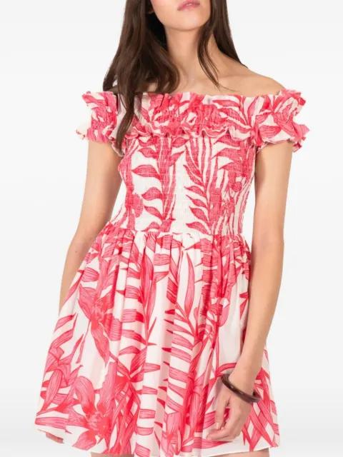 Amber palm-leaf ruffled dress by POUPETTE ST BARTH