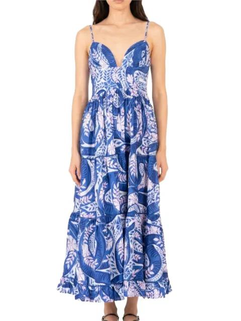 Milena tiered leaf-print dress by POUPETTE ST BARTH