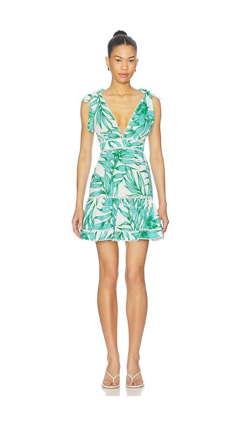 Poupette St Barth Cara Mini Dress in White,Green by POUPETTE ST BARTH